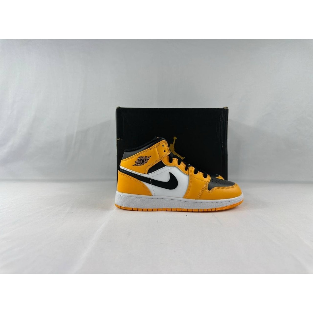 Nike Air Jordan 1 Mid GS 'Reverse Yellow Toe' 554725-701 Boys Size 5.5Y